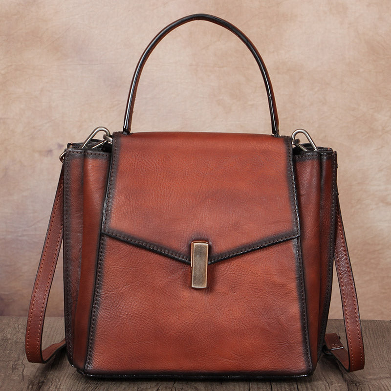 Small Women's Leather Satchel Handbags Purse Crossbody Bag for Women Cowhide