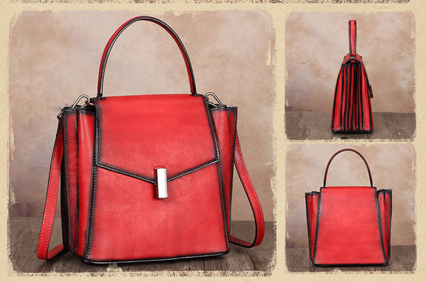 Small Women's Leather Satchel Handbags Purse Crossbody Bag for Women Funky