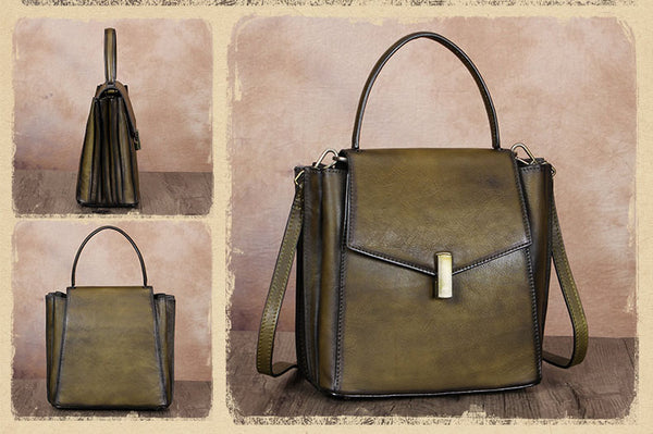 Small Women's Leather Satchel Handbags Purse Crossbody Bag for Women Genuine Leather