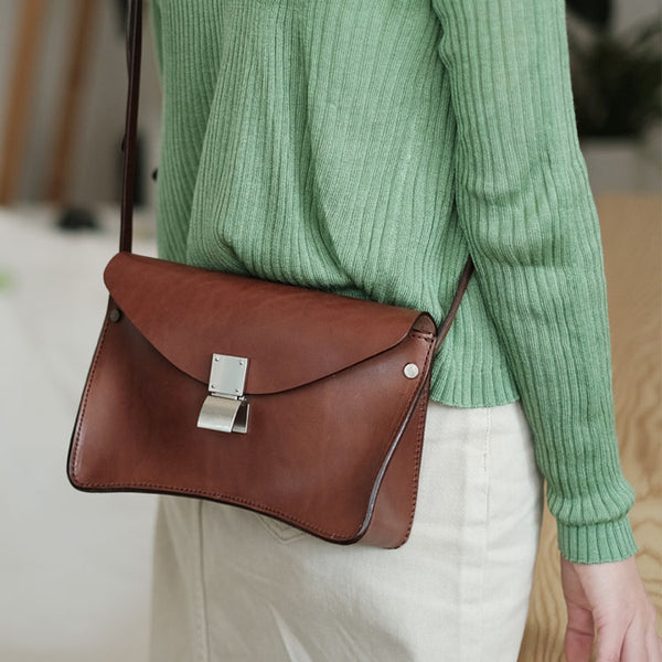 Small Women's Vintage Leather Crossbody Satchel Purse Shoulder Bag For Women Beautiful