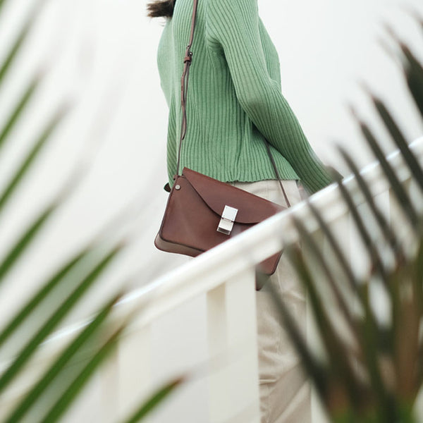 Small Women's Vintage Leather Crossbody Satchel Purse Shoulder Bag For Women Cool