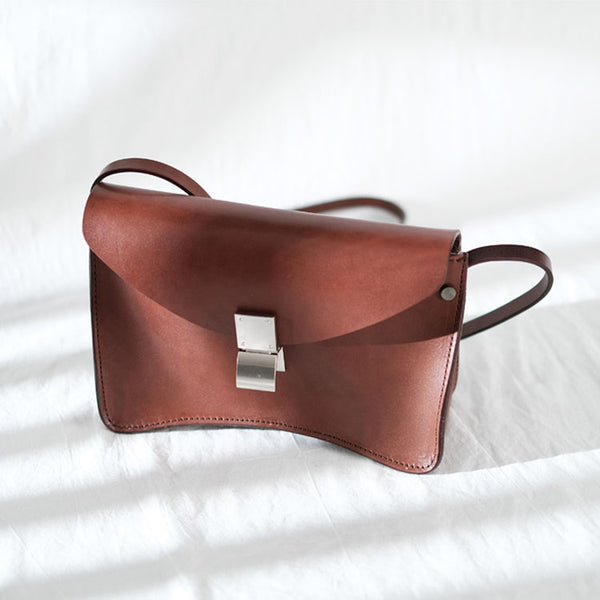 Small Women's Vintage Leather Crossbody Satchel Purse Shoulder Bag For Women Cute
