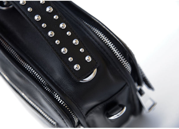 Small Womens Boho Black Leather Fringe Crossbody Bag With Metal Tassel Cross Shoulder Bag For Women Quality