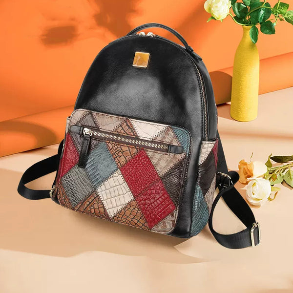 Small Womens Boho Leather Backpack Bags Leather Rucksack For Women Affordable