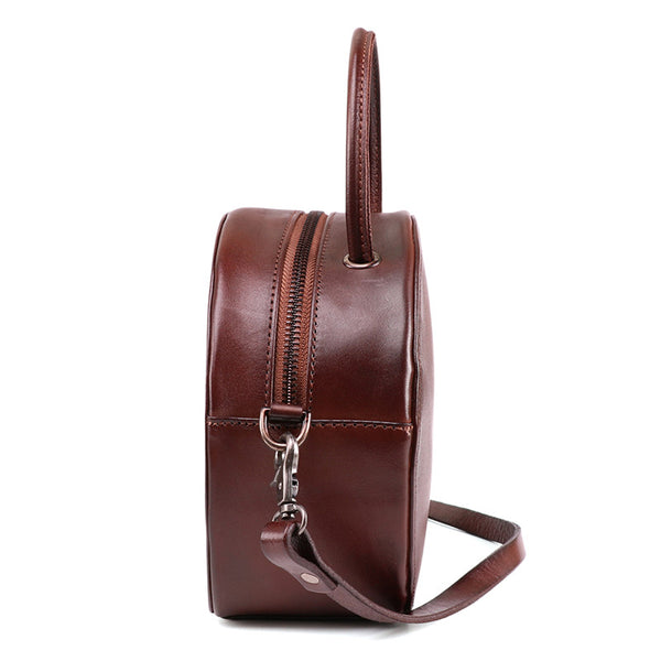 Small Womens Braided Leather Circle Handbag