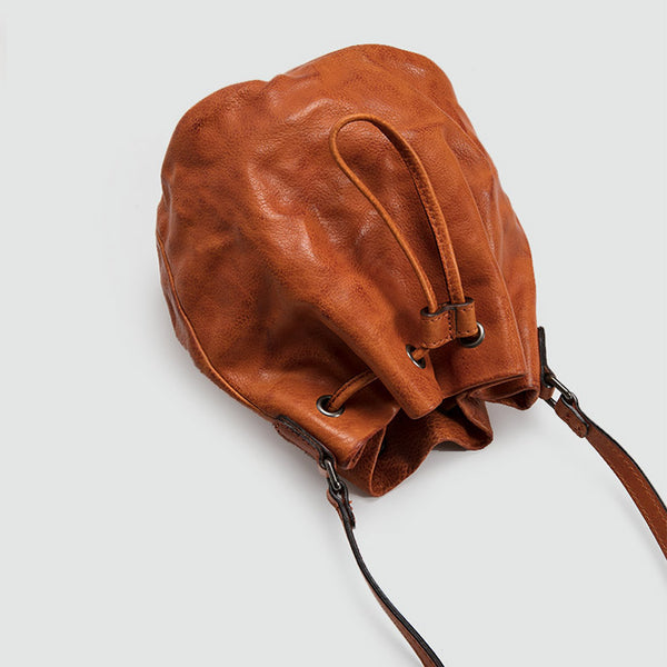 Small Womens Brown Leather Bucket Bag Purse Over The Shoulder Bags for Women Designer