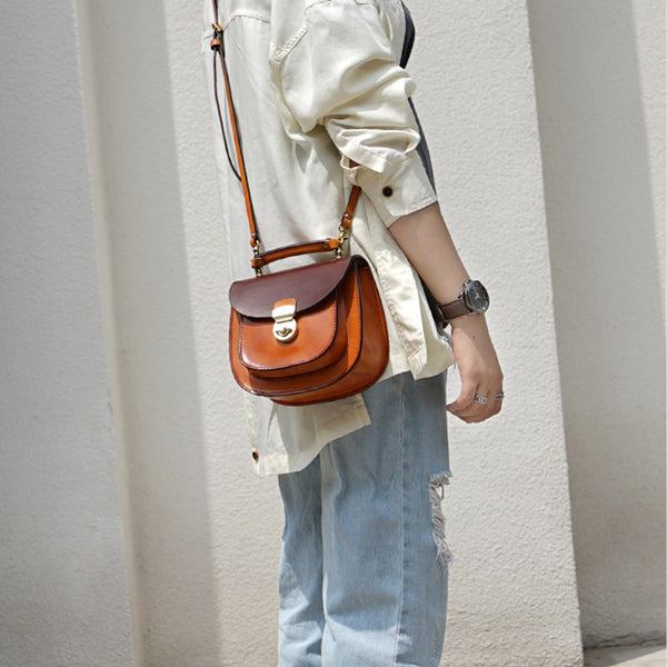 Small Womens Brown Leather Crossbody Bags Purse Over the Shoulder Bags for Women Genuine Leather