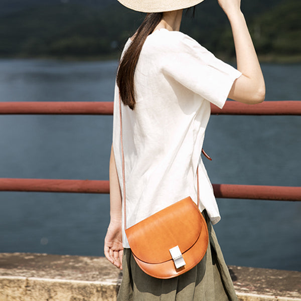  Small Womens Brown Leather Crossbody Saddle Bag Purse Side Bag for Women cool