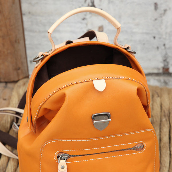 Small Womens Brown Leather Doctor Bag Backpack Purse Cute Designer Backpacks for Women Inside