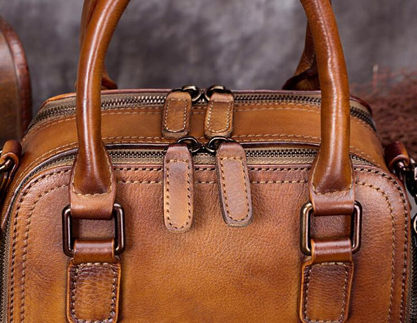 Vintage Women's Genuine Leather Handbags Over The Shoulder Purse For Women Handmade