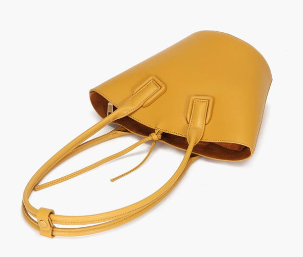 Small Womens Genuine Leather Bucket Handbags Shoulder Bag For Women