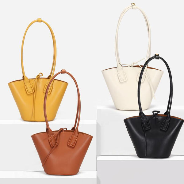 Small Womens Genuine Leather Bucket Handbags Shoulder Bag For Women Beautiful