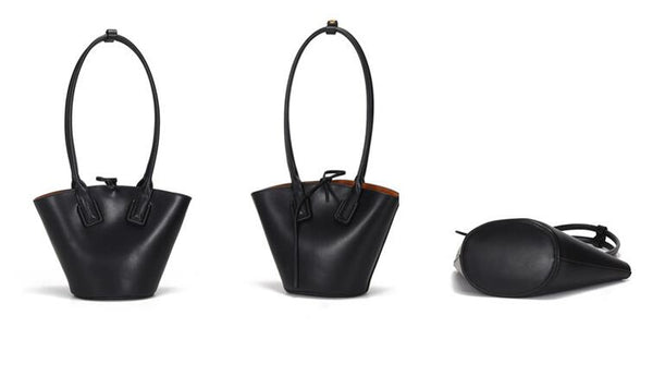 Small Womens Genuine Leather Bucket Handbags Shoulder Bag For Women Cute