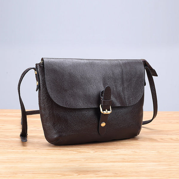 Small Womens Genuine Leather Satchel Bag Crossbody Bags for Women Black