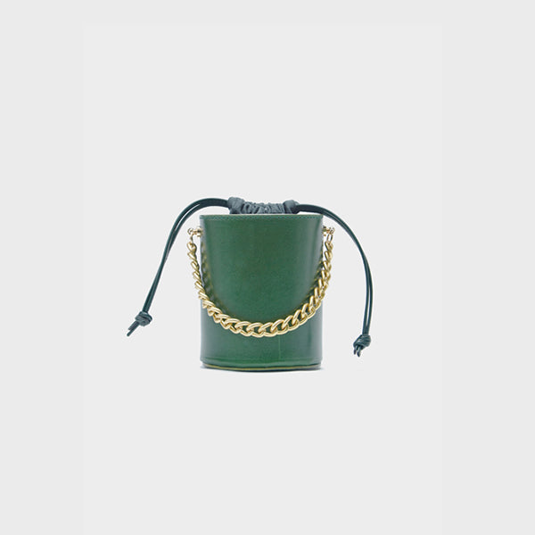 Small Womens Green Leather Crossbody Bucket Bag Handbags Purse for Women fashion