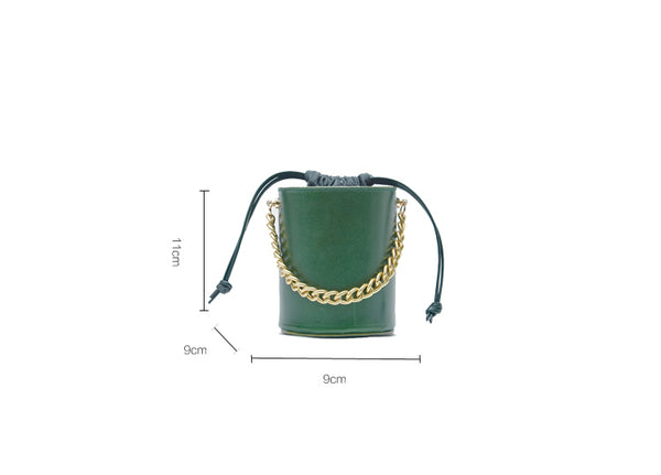 Small Womens Green Leather Crossbody Bucket Bag Handbags Purse for Women gift