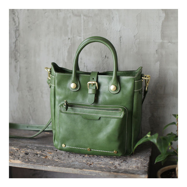 Small Womens Green Leather Crossbody Tote Bag Shoulder Handbags Purse for Women Best