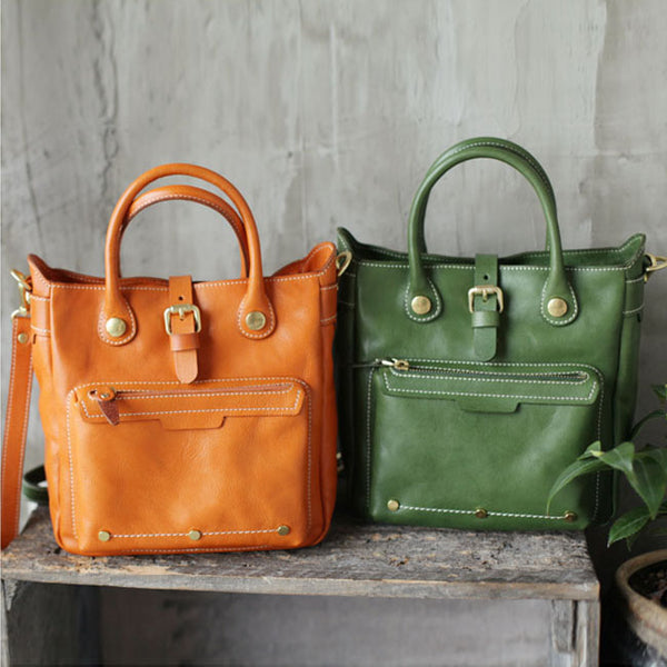 Small Womens Green Leather Crossbody Tote Bag Shoulder Handbags Purse for Women Cute