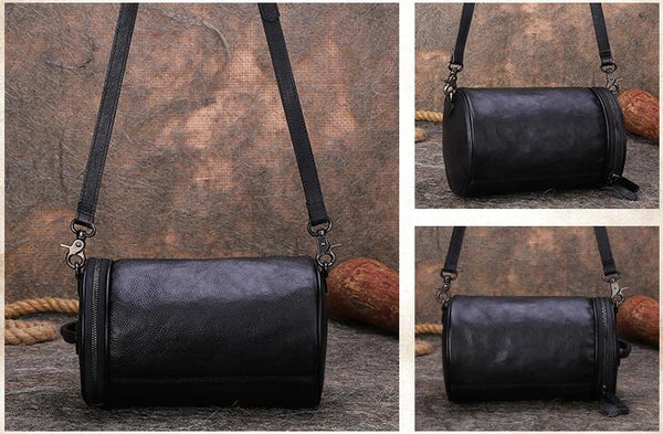 Small Womens Leather Crossbody Bucket Bag Handbags For Women Black