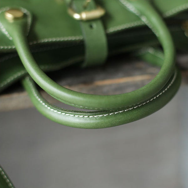 Small Womens Green Leather Crossbody Tote Bag Shoulder Handbags Purse for Women Handmade