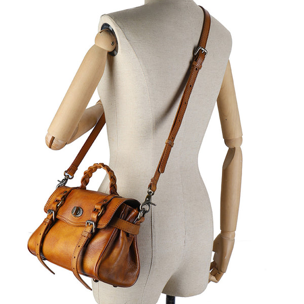 Small Womens Leather Satchel Purse Genuine Leather Crossbody Bags Cowhide