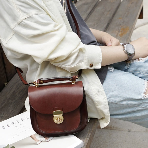 Small Womens Tan Leather Crossbody Handbags Bags Purse for Women gift