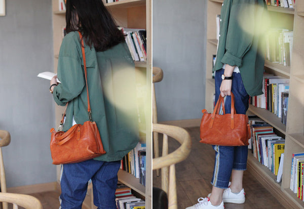 Small Womens Tote Bag Brown Leather Handbags Crossbody Bags for Women Vintage