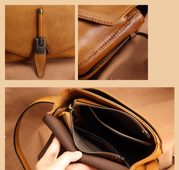 Small Womens Vintage Leather Crossbody Bag Side Bags For Women Inside