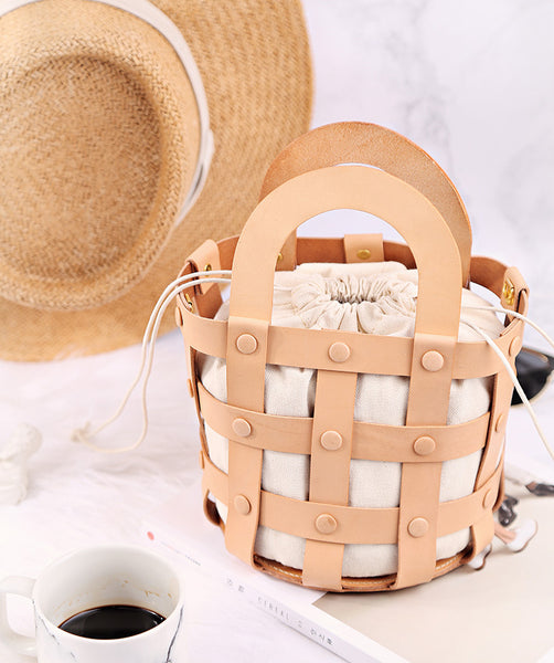 Small Woven Leather Bucket Shoulder Bag Handbags For Women Funky