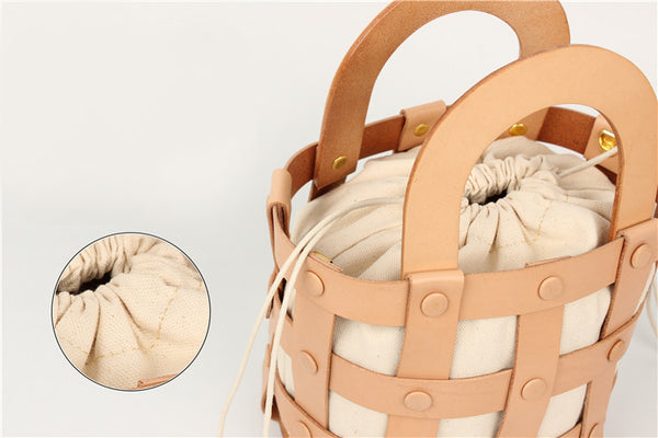 Small Woven Leather Bucket Shoulder Bag Handbags For Women Quality