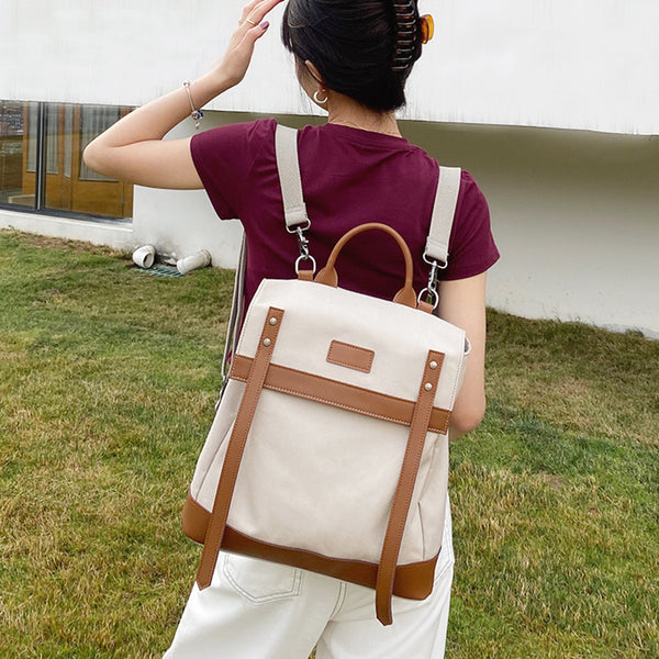 Medium Canvas Rucksack Trendy Zip Backpack Purse Laptop Backpacks for Women Best