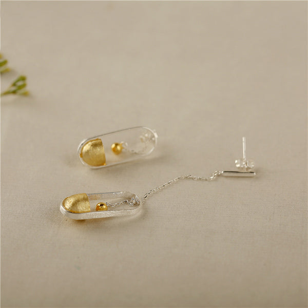 Sterling Silver Asymmetrical Stud Earrings Handmade Jewelry Accessories Gift Women fashionable
