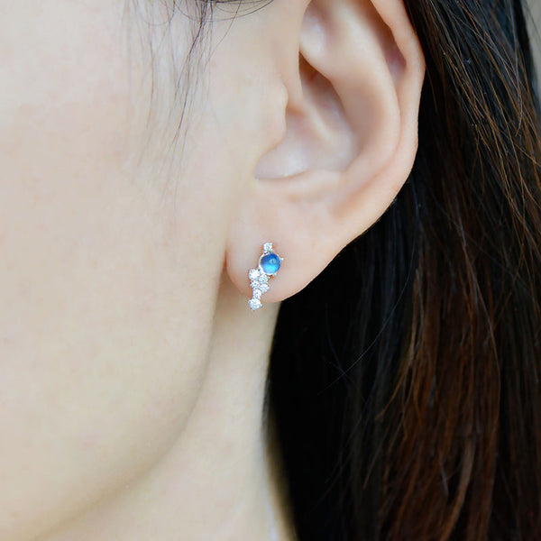 Sterling Silver Blue Moonstone Earring June Birthstone Earrings For Women Affordable