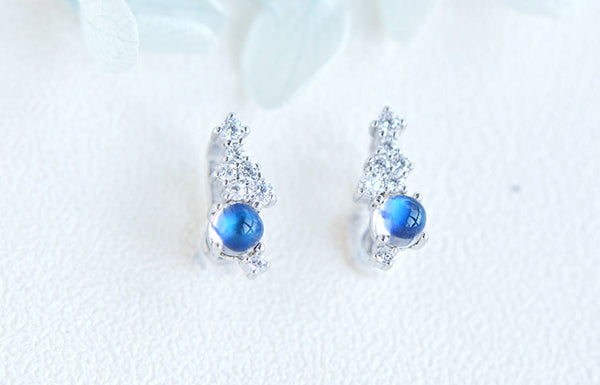 Sterling Silver Blue Moonstone Earring June Birthstone Earrings For Women Chic