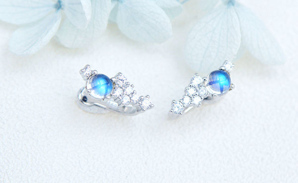 Sterling Silver Blue Moonstone Earring June Birthstone Earrings For Women Fashion