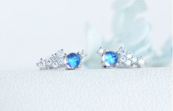 Sterling Silver Blue Moonstone Earring June Birthstone Earrings For Women Nice