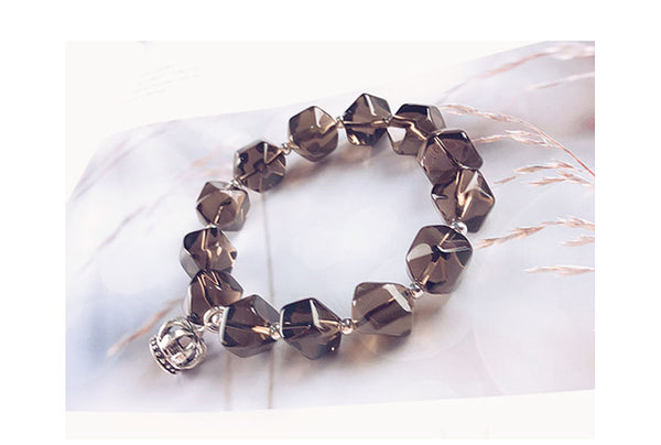 Sterling Silver Crown and Grey Crystal Beaded Bracelets for Women Designer