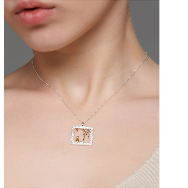 Sterling Silver Cute Pendant Necklace Handmade Jewelry Accessories Women cute