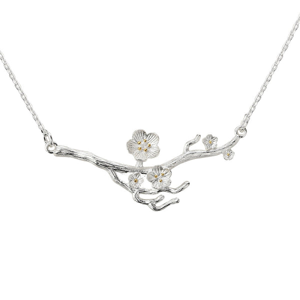 Sterling Silver Flower Pendant Necklace Handmade Jewelry Accessories Women chic