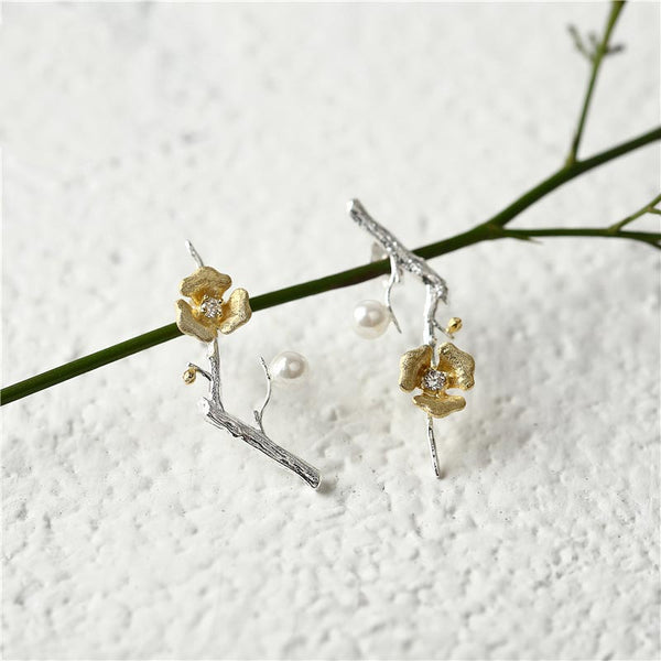 Sterling Silver Flower Stud Earrings Handmade Jewelry Gifts Accessories Women adorable