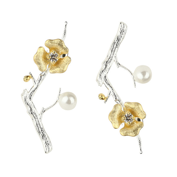 Sterling Silver Flower Stud Earrings Handmade Jewelry Gifts Accessories Women cute