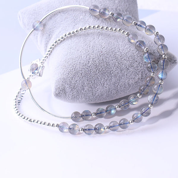 Sterling Silver Grey Moonstone Bead Rosantica Bracelets Handmade Jewelry Accessories Gift Women adorable