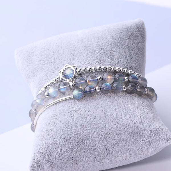 Sterling Silver Grey Moonstone Bead Rosantica Bracelets Handmade Jewelry Accessories Gift Women charming
