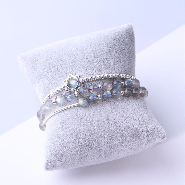 Sterling Silver Grey Moonstone Bead Rosantica Bracelets Handmade Jewelry Accessories Gift Women june birthstone girls