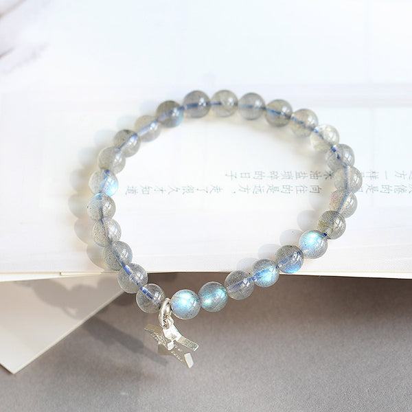 Sterling Silver Moonstone Bead Bracelet Handmade Jewelry Accessories Gift Women adorable