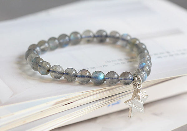 Sterling Silver Moonstone Bead Bracelet Handmade Jewelry Accessories Gift Women charming