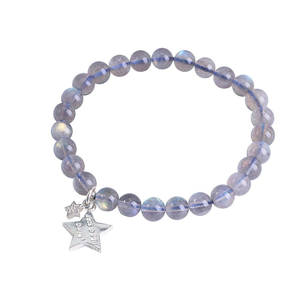 Sterling Silver Moonstone Bead Bracelet Handmade Jewelry Accessories Gift Women june birthstone