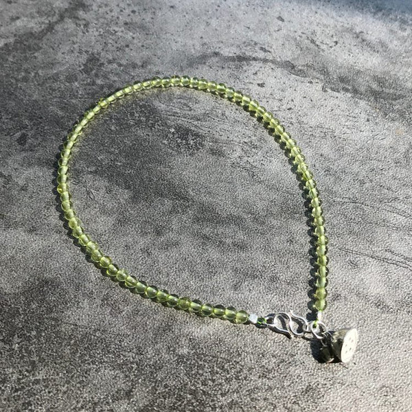 Sterling Silver Peridot Beaded Anklet Handmade Jewelry Accessories Women
