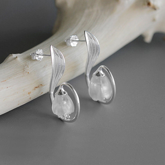 Sterling Silver White Quartz Crystal Stud Earrings Handmade Jewelry Accessories Women elegant