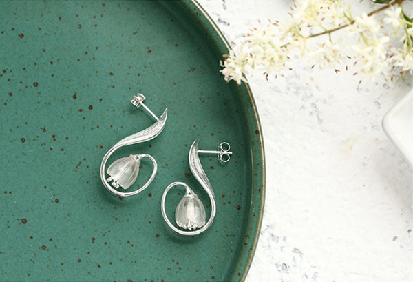 Sterling Silver White Quartz Crystal Stud Earrings Handmade Jewelry Accessories Women gift